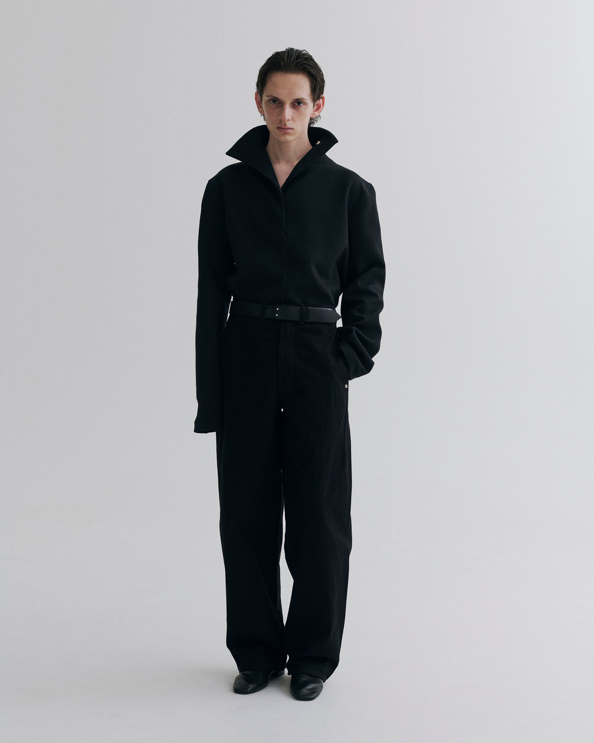 High-Neck Dual-Face Shirt