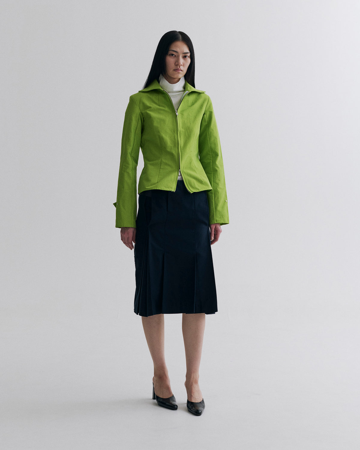 Structured Spread Collar Shirt Bright Green