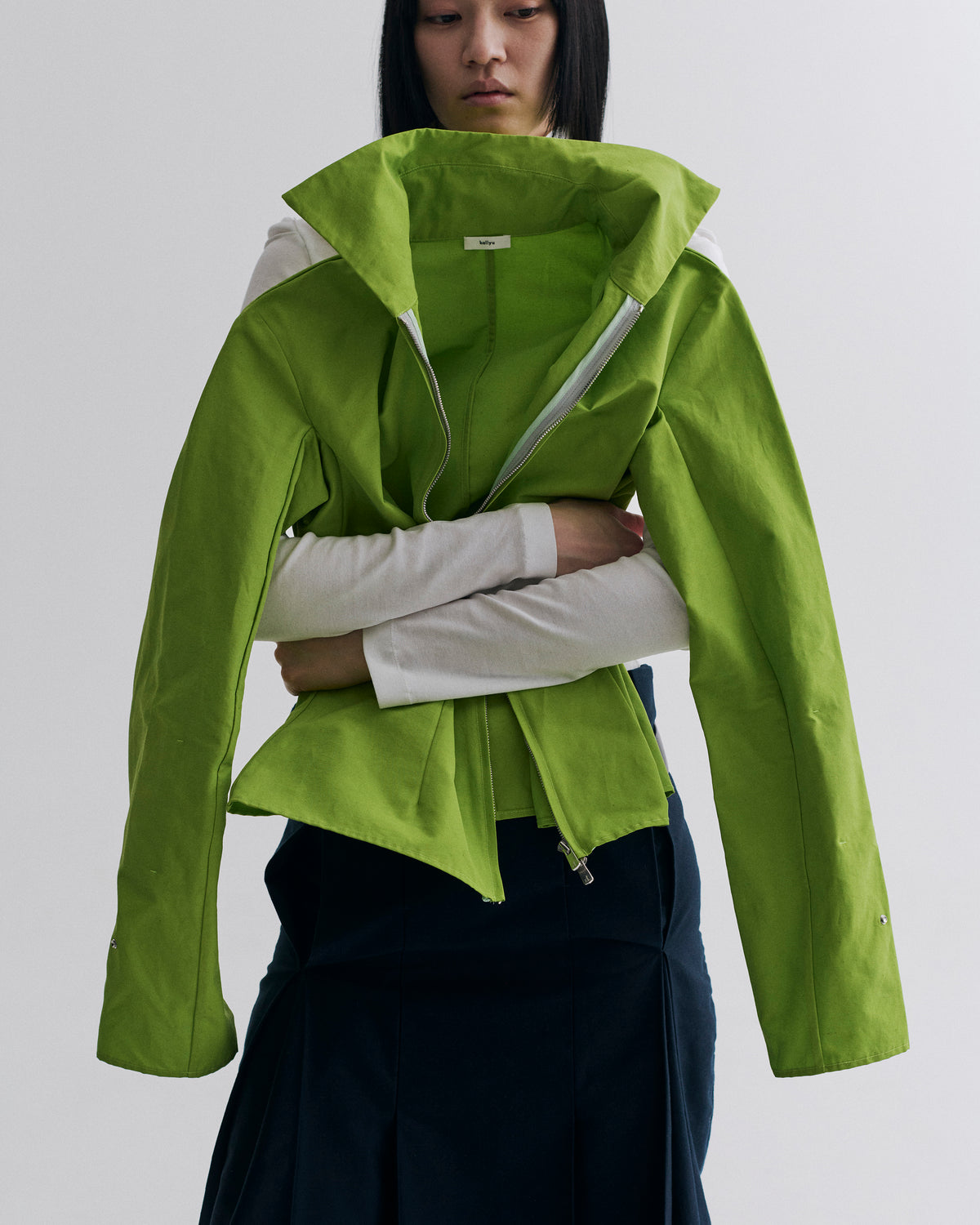 Structured Spread Collar Shirt Bright Green